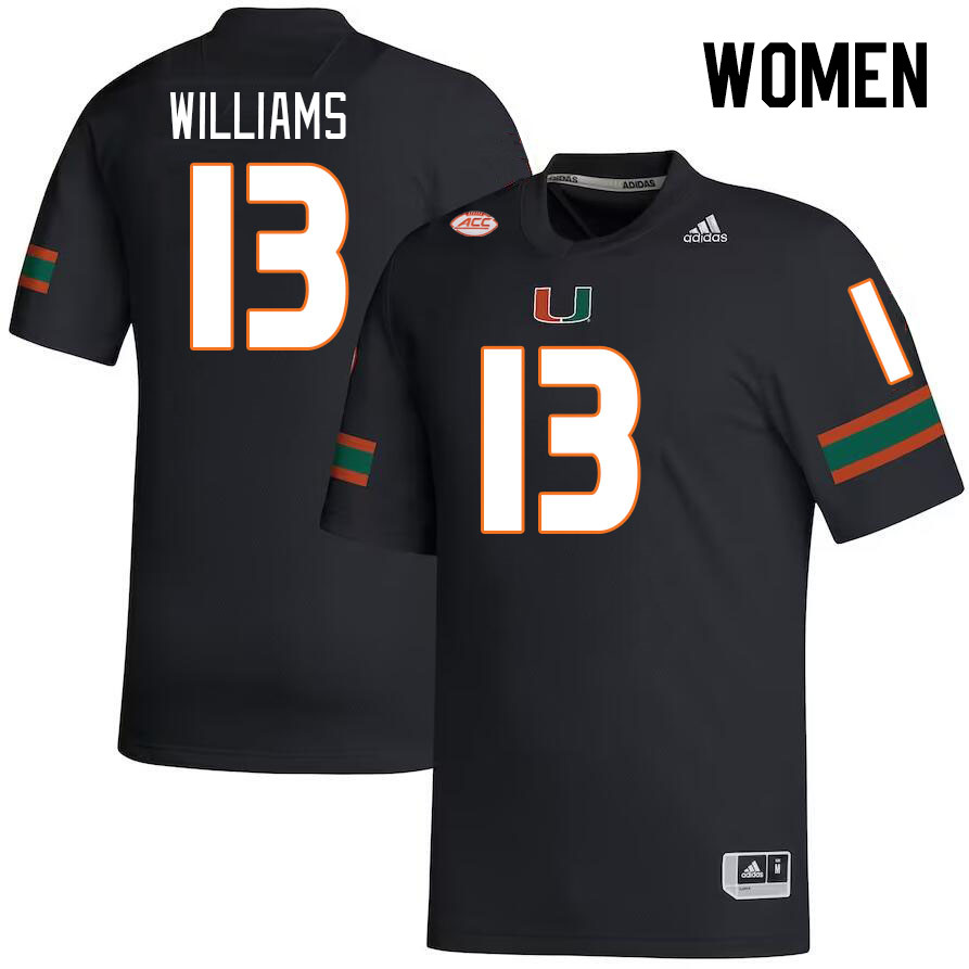 Women #13 Chantz Williams Miami Hurricanes College Football Jerseys Stitched-Black - Click Image to Close
